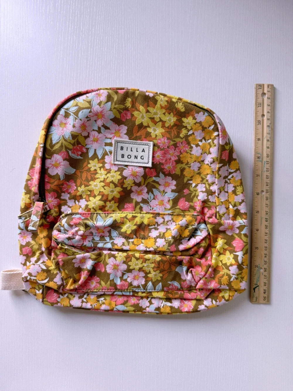 Billabong Mini Mama Jr Canvas Backpack Multi Floral Brown Yellow Pink New School